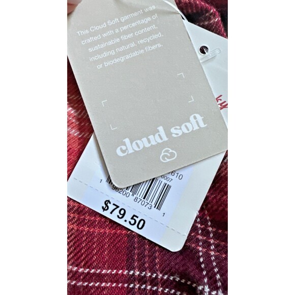 Lucky Brand Women's Cloud Soft Plaid Relaxed Boyfriend Button down Shirt Red XS - Picture 8 of 9